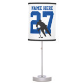 Personalized Custom Hockey Player Name Number Blue Table Lamp (Front)