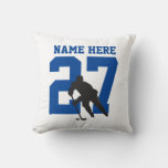 Personalized Custom Hockey Player Name Number Blue Throw Pillow at Zazzle