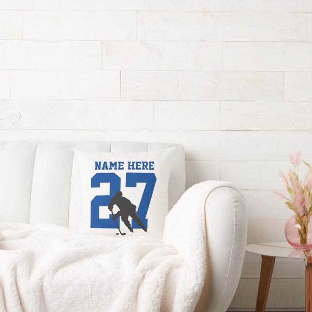 Blue Wave Field Hockey Throw Pillow - Name & Number – Custompressions