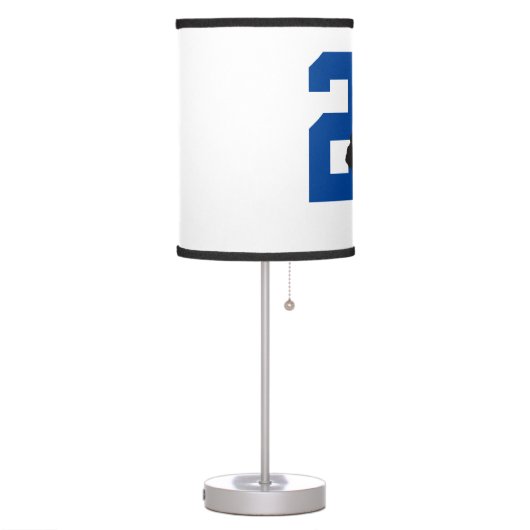 Personalized Custom Hockey Player Number Blue Table Lamp (Left)
