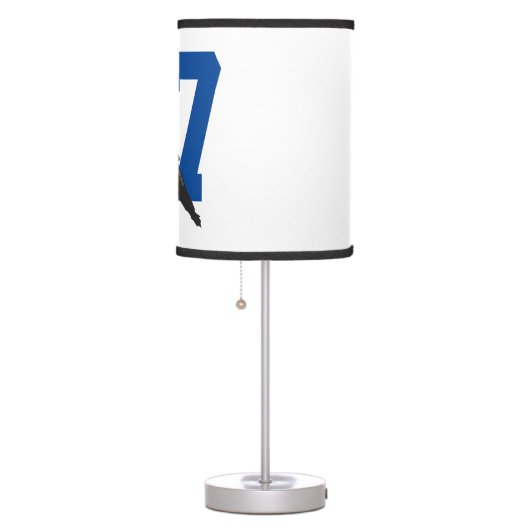 Personalized Custom Hockey Player Number Blue Table Lamp (Right)