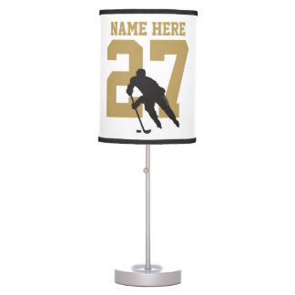 Personalized Custom Hockey Player Number Golden Table Lamp