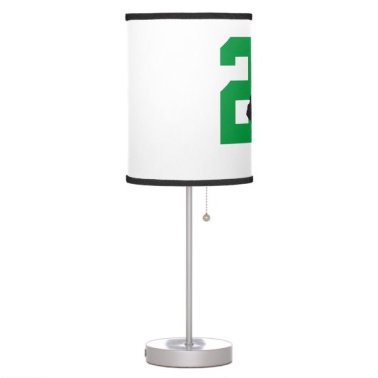 Personalized Custom Hockey Player Number Green Table Lamp (Left)