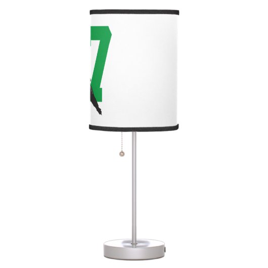 Personalized Custom Hockey Player Number Green Table Lamp (Right)