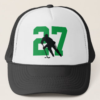 Personalized Custom Hockey Player Number Green Trucker Hat