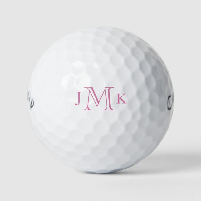 Personalized Custom Hot Pink Monogram Golf Balls (Front)