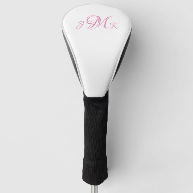 Personalized Custom Hot Pink Script Monogram Golf Head Cover (Front)