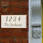 Personalized Custom House Number & Last Name Wooden Box Sign<br><div class="desc">Personalized Street Address & Family surname White Wooden Box Sign Home Entryway Wood Sign in white,  flats face or available slatted with slats on front</div>