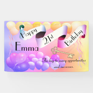 Personalized Custom Idea Happy 21st Birthday Banner