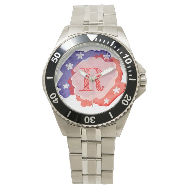 Personalized Custom Initial USA Patriotic  Watch (Front)
