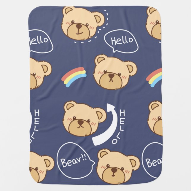 Personalized Custom Kids Bears Baby Blanket (Front)