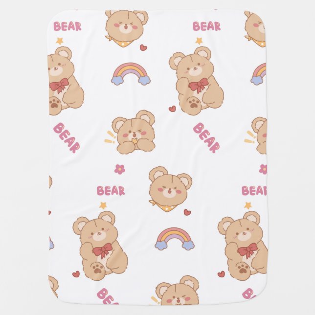 Personalized Custom Kids Bears Baby Blanket (Front)