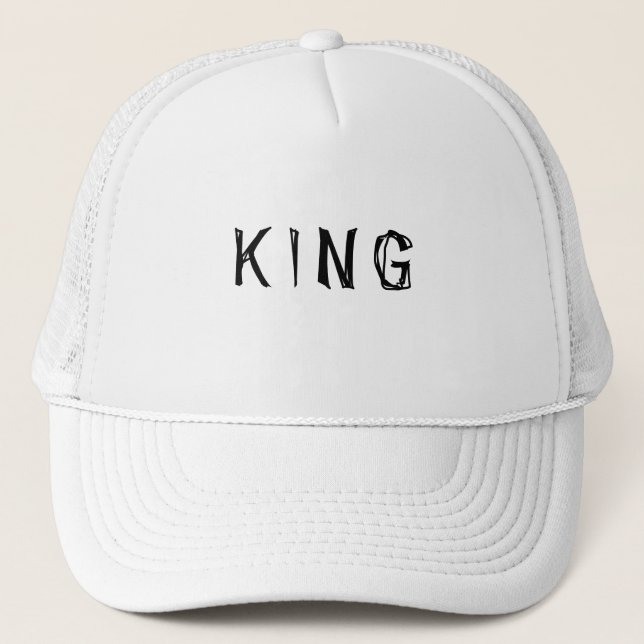 Personalized Custom King Text name White Color Trucker Hat (Front)