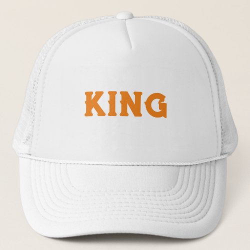 Personalized Custom King Text White and White Trucker Hat