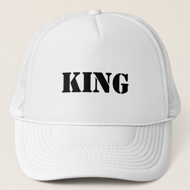 Personalized Custom King Text White Trucker Hats (Front)
