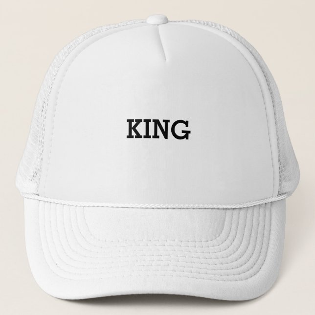 Personalized Custom King Text White Trucker Hats (Front)