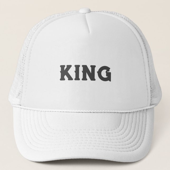Personalized Custom King Text White Trucker Hats (Front)