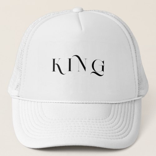 Personalized Custom King Text White Trucker Hats