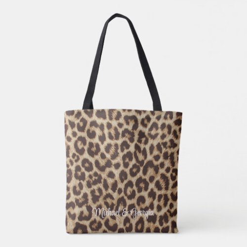 Personalized Custom Leopard Print Tote Bag