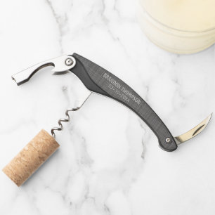 Personalized Custom Light Steel Gray Classy Chic Waiter's Corkscrew
