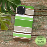 Personalized Custom Lime Green Brown Beige Stripes