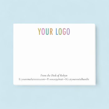 Personalized Custom Logo Branded From The Desk Of Post-it Notes by MISOOK at Zazzle