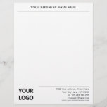 Personalized Custom Logo Info Business Letterhead<br><div class="desc">Custom Colors and Font - Your Business Letterhead with Logo - Add Your Logo - Image / Business Name - Company / Address - Contact Information / more - Resize and move or remove and add elements / image with Customization tool. Choose your colors / font / size ! Good...</div>