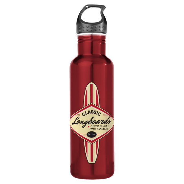 Personalized Custom Longboards Water Bottle (Front)