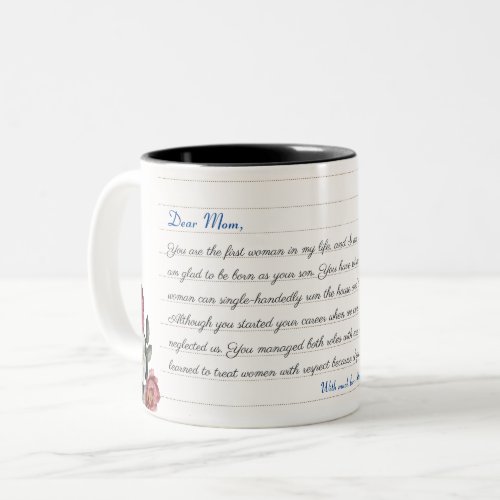 Personalized Custom Love Letter Handwritten Script Two_Tone Coffee Mug