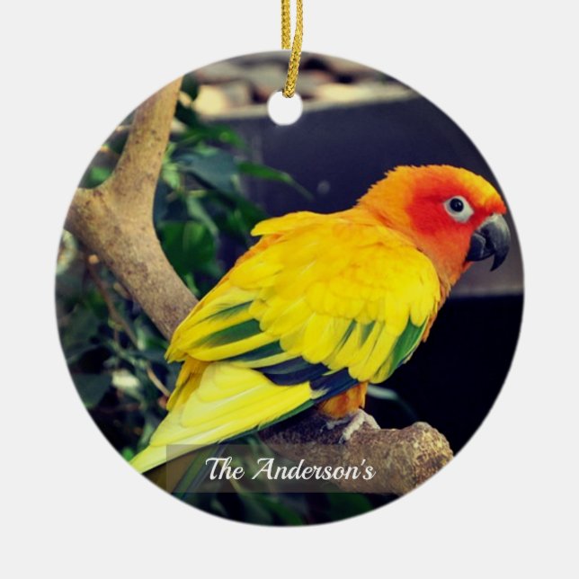Personalized Custom Lovebird Photo Ceramic Ornament (Front)