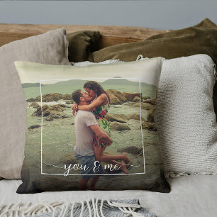 Personalized Custom Lovers Picture And Love Text Throw Pillow