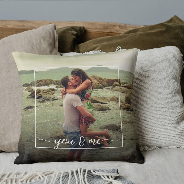 Personalized Custom Lovers Picture And Love Text Throw Pillow (Creator Uploaded)