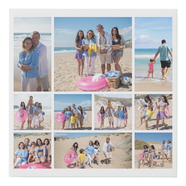 Personalized Custom Made Collage 10 Photos Faux Canvas Print (Front)