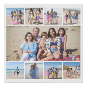 Personalized Custom Made Collage 9 Photos Faux Canvas Print
