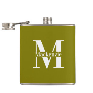 Personalized Custom Made Monogrammed Green Flask