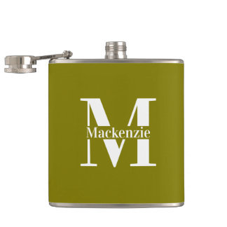 Personalized Custom Made Monogrammed Green Flask