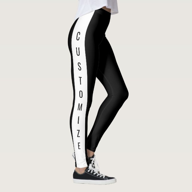 Personalized Custom Made Stylish Chic Black White  Leggings (Right)
