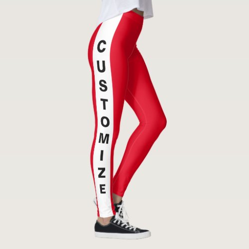 Personalized Custom Made Stylish Chic Red White Leggings