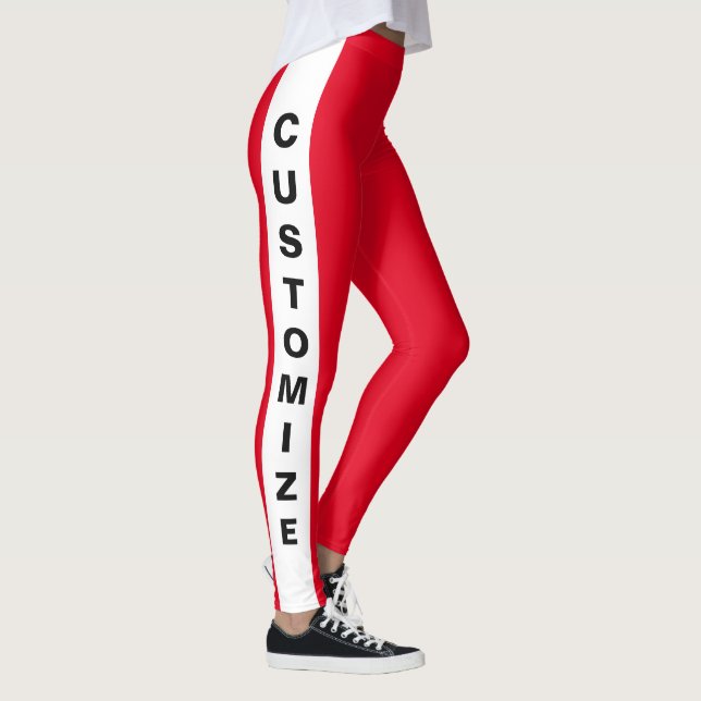Personalized Custom Made Stylish Chic Red White Leggings (Right)