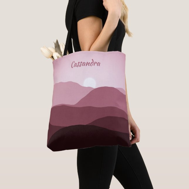 Personalized Custom Mauve Light Pink Abstract Art Tote Bag (Close Up)