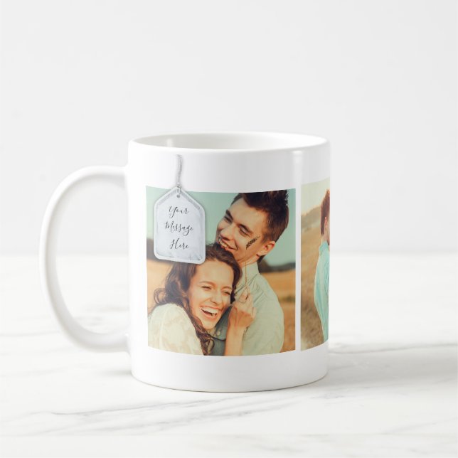 Personalized Custom Message Wedding Photo Collage Coffee Mug (Left)