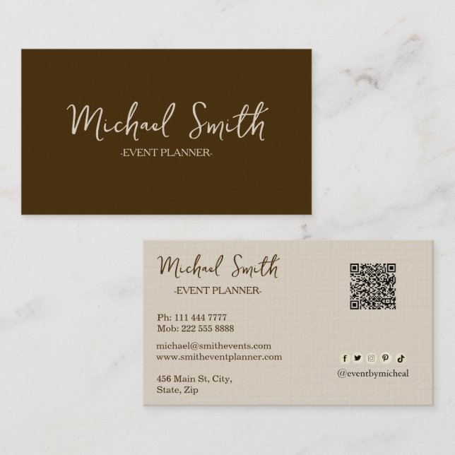 Personalized Custom Minimalist Modern QR Code Logo Business Card (Front/Back)