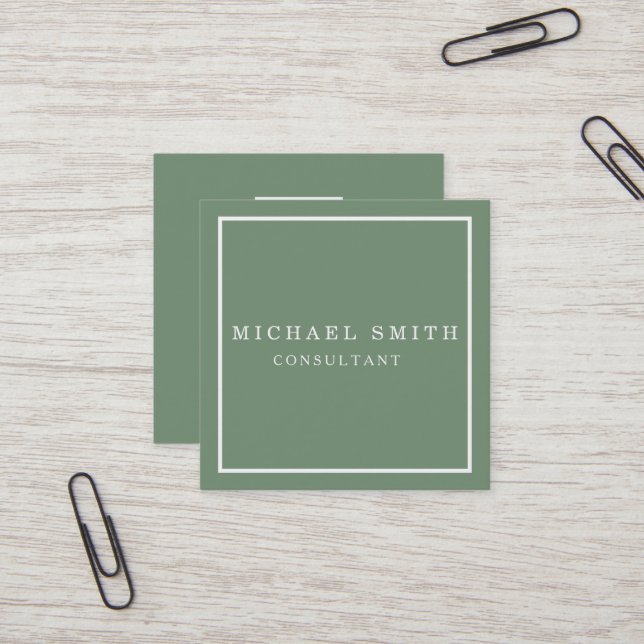 Personalized Custom Minimalist Modern QR Code Logo Square Business Card (Front/Back In Situ)