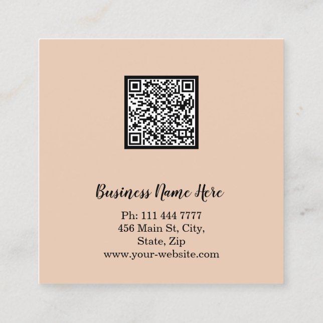 Personalized Custom Minimalist Modern QR Code Logo Square Business Card (Back)