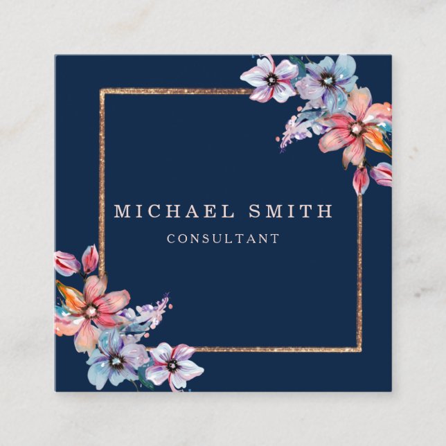 Personalized Custom Minimalist Modern QR Code Logo Square Business Card (Front)