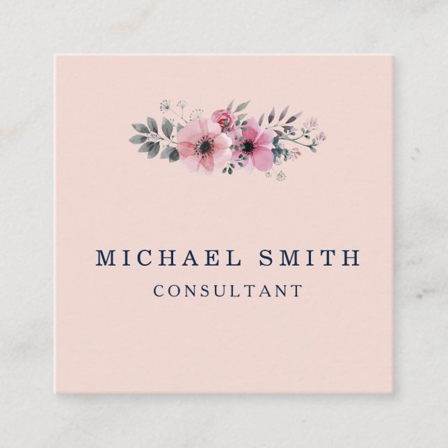 Personalized Custom Minimalist Modern QR Code Logo Square Business Card (Front)