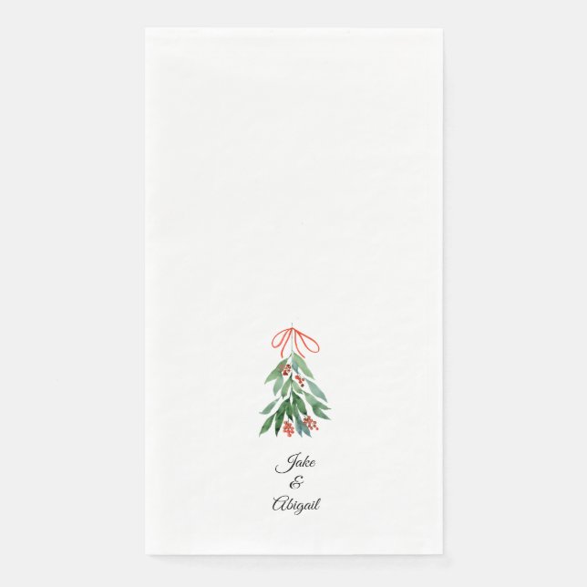 Personalized Custom Mistletoe Christmas II Paper Guest Towels (Front)