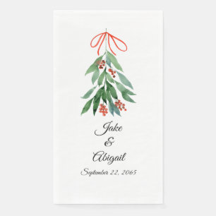 Personalized Custom Mistletoe Christmas  Paper Gue Guest Towels