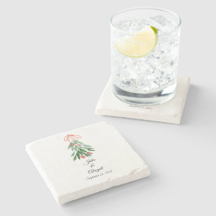 Personalized Custom Mistletoe Christmas  Stone Coaster