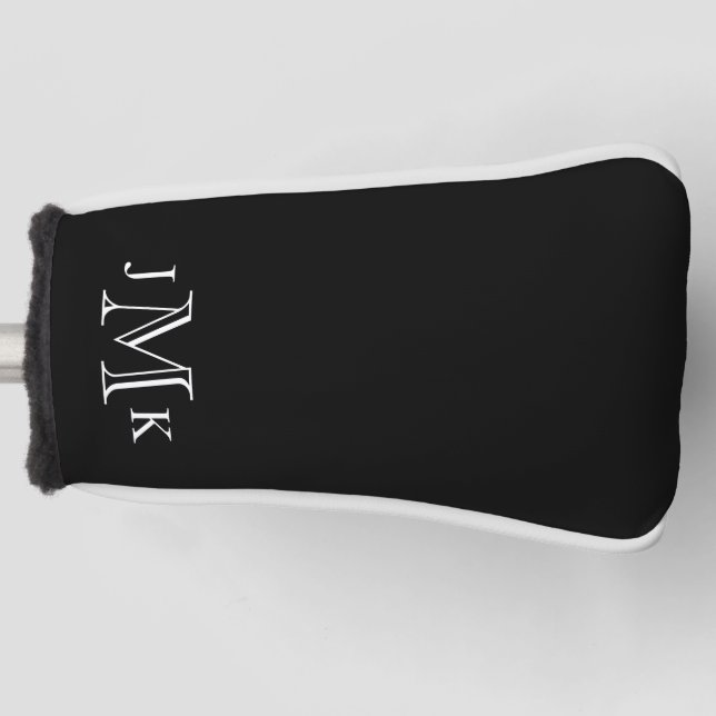 Personalized Custom Monogram Black Putter Golf Head Cover (Front)
